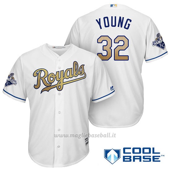 Maglia Baseball Uomo Kansas City Royals Campione 32 Chris Young Coolbase Ors